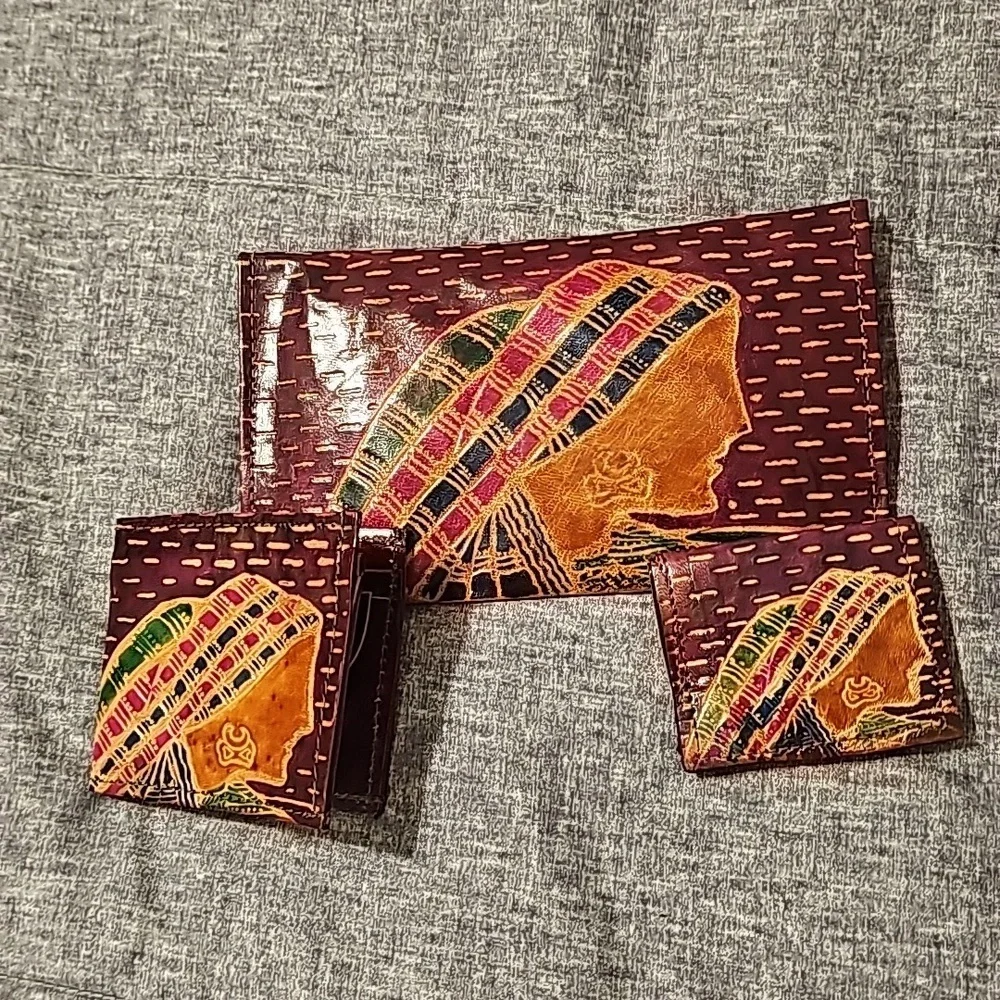 1992 Set Vintage MTG Leather Wallet Clutch w Pockets with 2 accessories